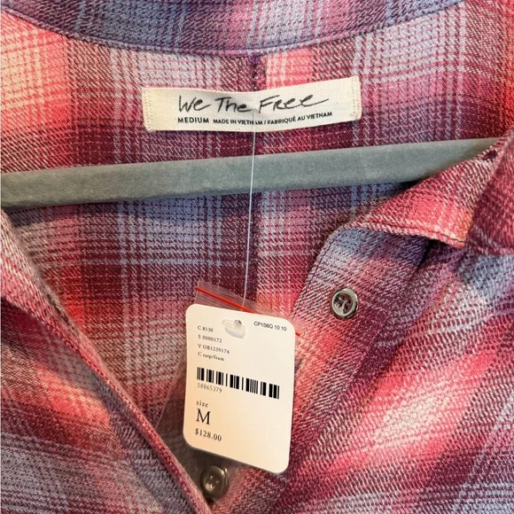 We The Free Pink and Gray Plaid Shirt - Picture 3 of 9
